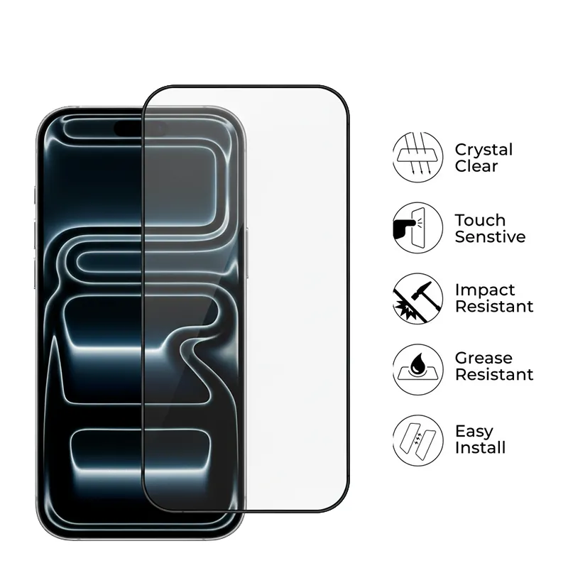 iPhone 17 / 17 Pro Premium Full Cover Tempered Glass Screen Protector - Image 2