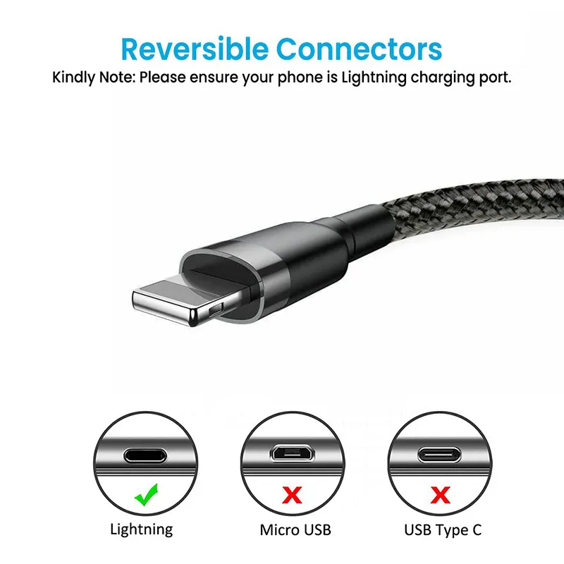 iQuick Braided USB to Lightning Fast Charging Cable for iPhone - Image 4