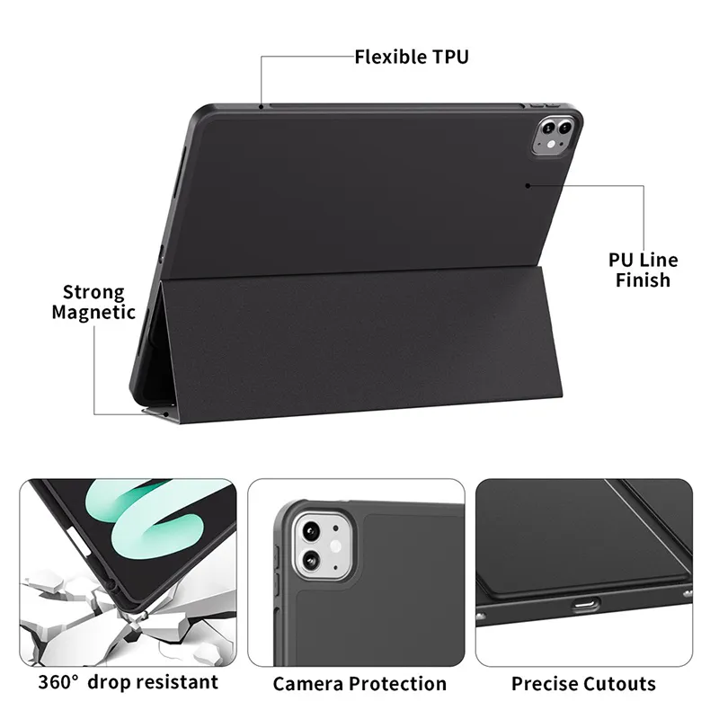 iPad Pro 12.9 (2018) / (2020) / (2021) / (2022) / Air 13 (2024) / (2025) / (2026) Soft TPU Slim Flip Case - Image 5