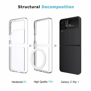 Alternative view of Samsung Galaxy Flip 4 Clear Protective Case with Magnetic Ring