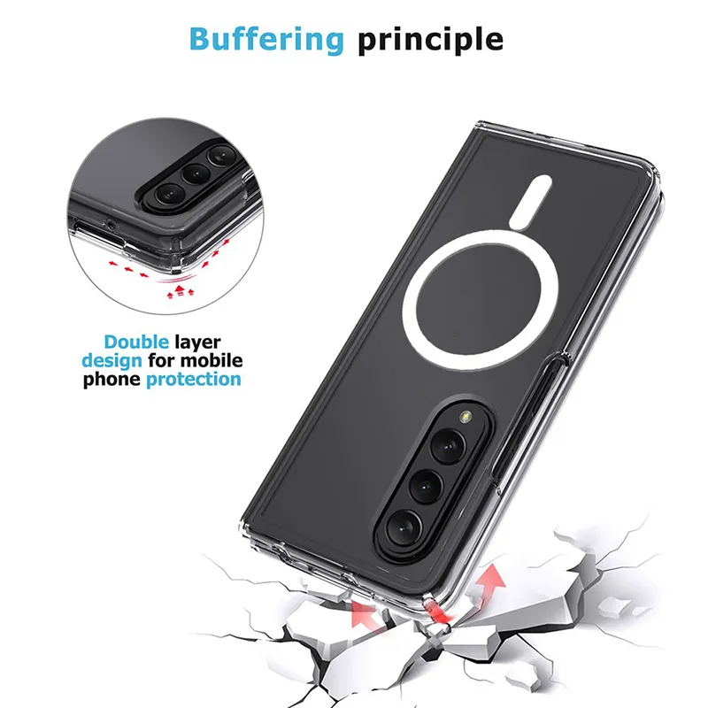 Samsung Galaxy Fold 4 Clear Protective Case with Magnetic Ring - Image 4